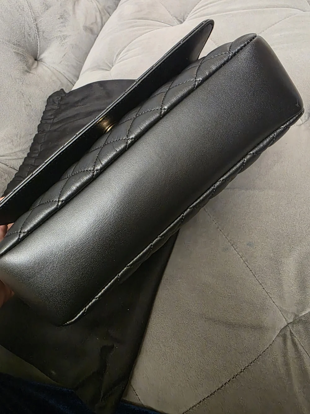 Versace Black Quilted Shoulder Bag with Gold Chain